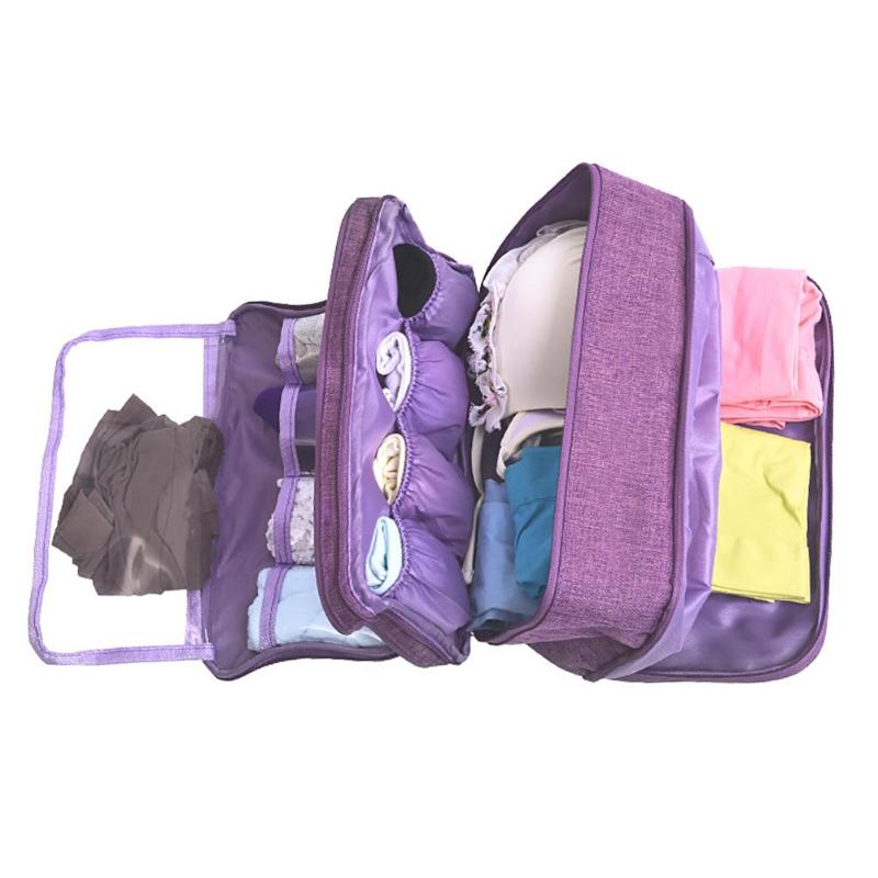 Travel Clothes Storage Bag Cosmetic Underwear Socks Organizer Wash Pouch Cationic Waterproof Fabric Multiple Separation - ebowsos