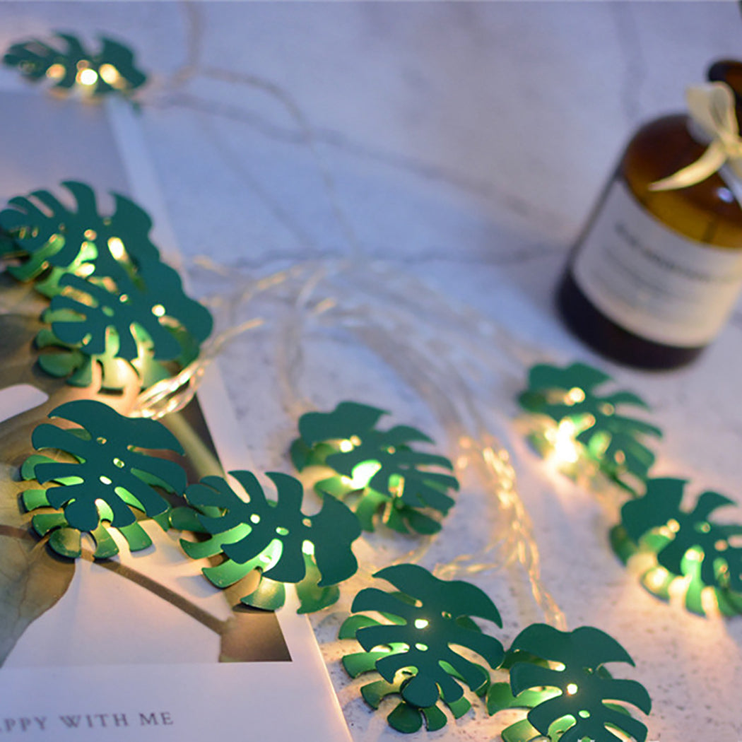 Turtle Leaf Pineapple Light String Photo Props Lights Creative Monstera Leaf 10-LED String Lamp Hawaii Party Decor Light 6.56ft-ebowsos