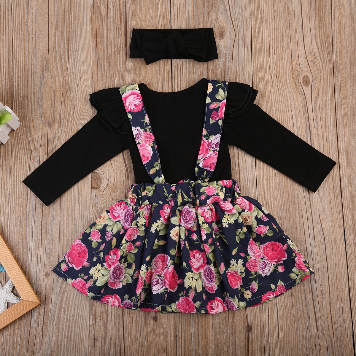 UK 3Pcs Kids Baby Girls Flower Dress Princess Romper+Tutu Formal Party Dresses - ebowsos