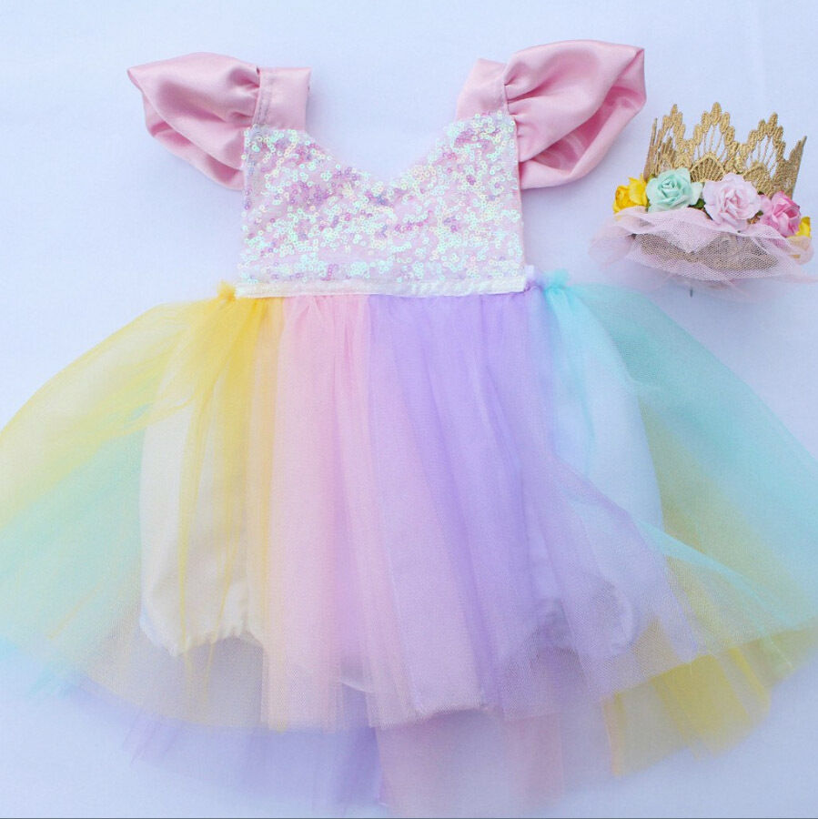 US Stock Toddler Baby Girl Newborn Bodysuit Tutu Dress Outfits - ebowsos