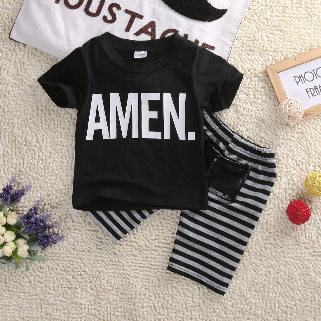 USA 2pcs Toddler Infant Kids Baby Boys Summer Clothes T-shirt Tops+Pants Outfits - ebowsos