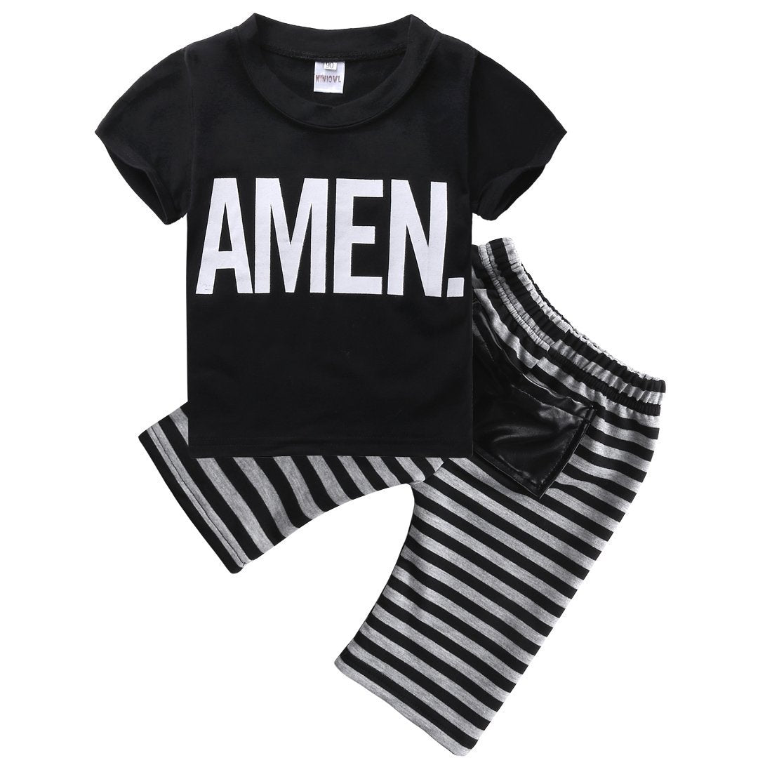 USA 2pcs Toddler Infant Kids Baby Boys Summer Clothes T-shirt Tops+Pants Outfits - ebowsos