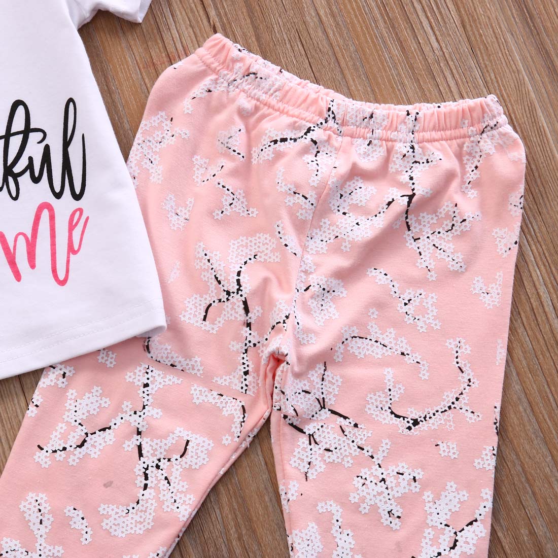 USA 3Pcs Kids Baby Girls Beautiful T-shirt Floral Leggings Pants Outfit+Headband - ebowsos