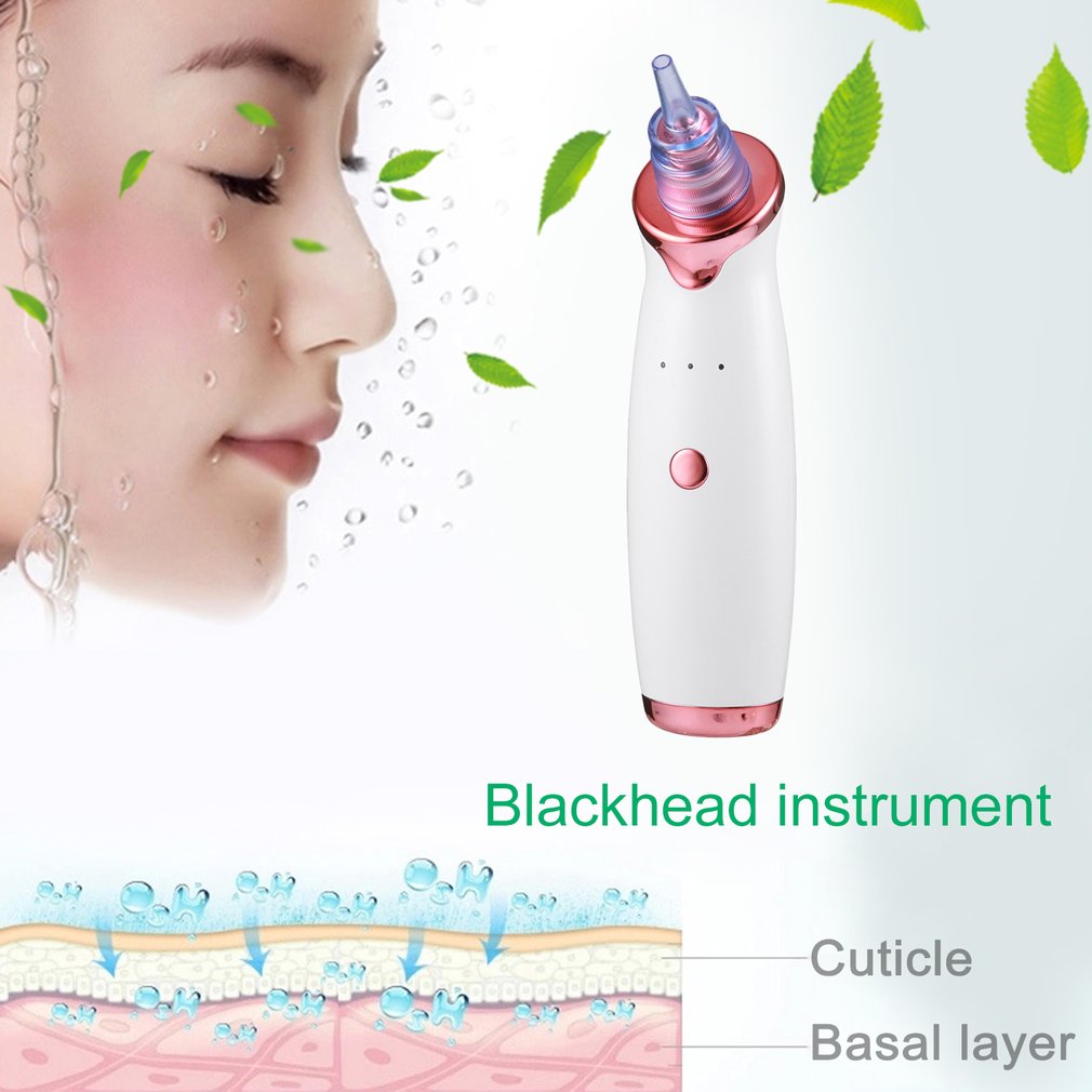 USB Rechargeable Vacuum Blackhead Remover Facial Vacuum Pore Cleaner Nose Acne Facial Skin Care Beauty Suction Device - ebowsos