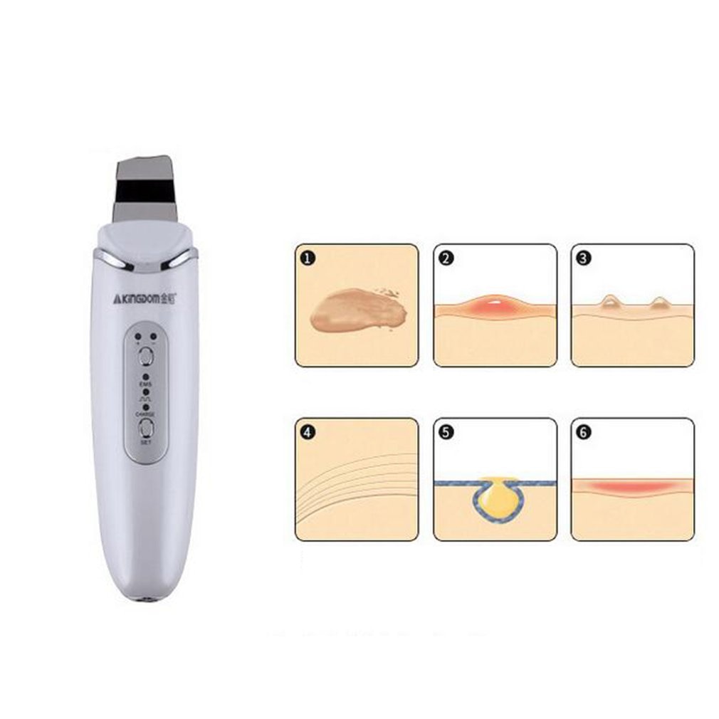 USB Ultrasonic Vibration Deep Cleaning Ion Skin Scrubber Facial Skin Cleaner Face Skin Peeling Massager Facial Cleaner Scrubber - ebowsos