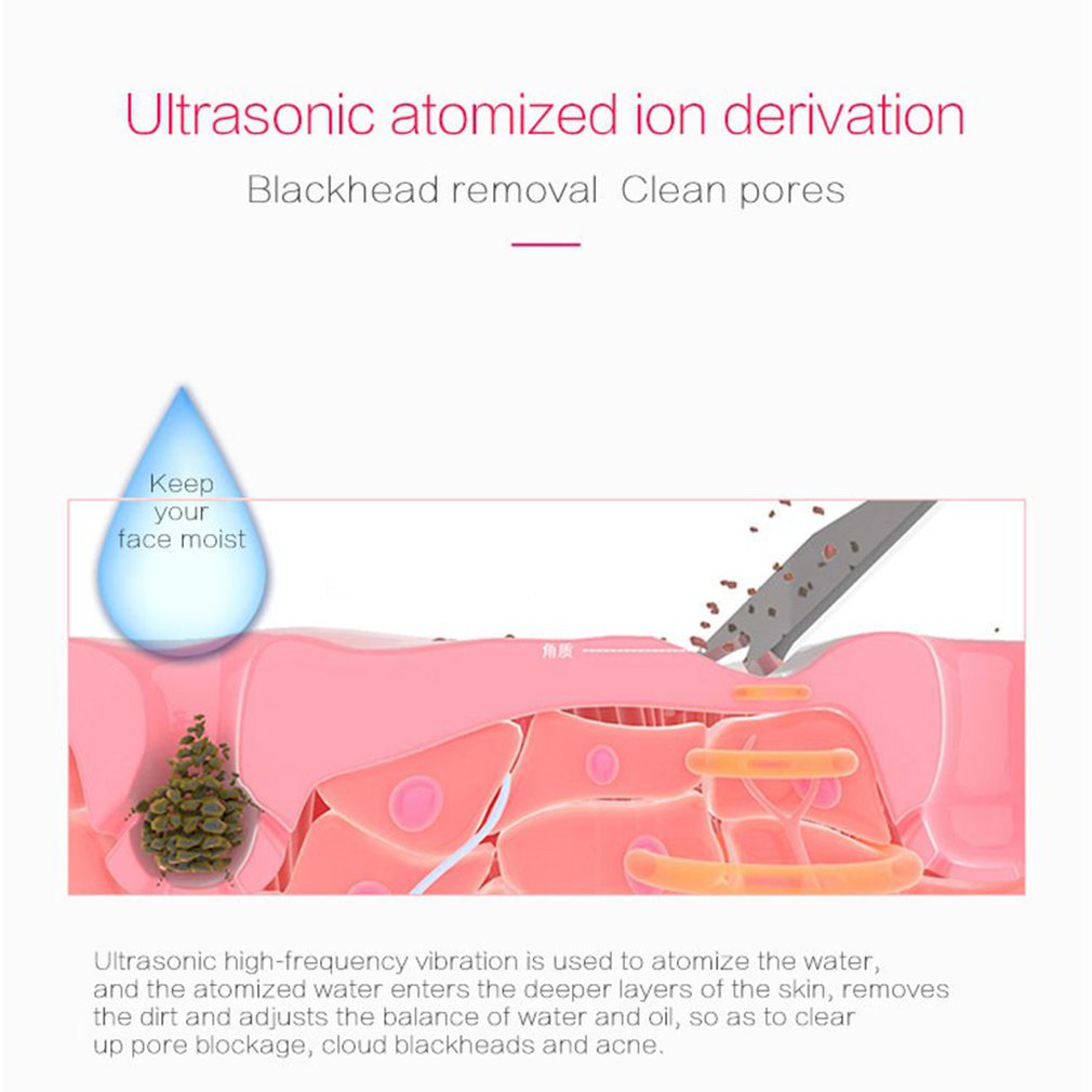 Ultrasonic Face Skin Scrubber USB Rechargeable Facial Cleaner Vibration Blackhead Removal Exfoliating Pore Cleaner Skin Scrubber - ebowsos