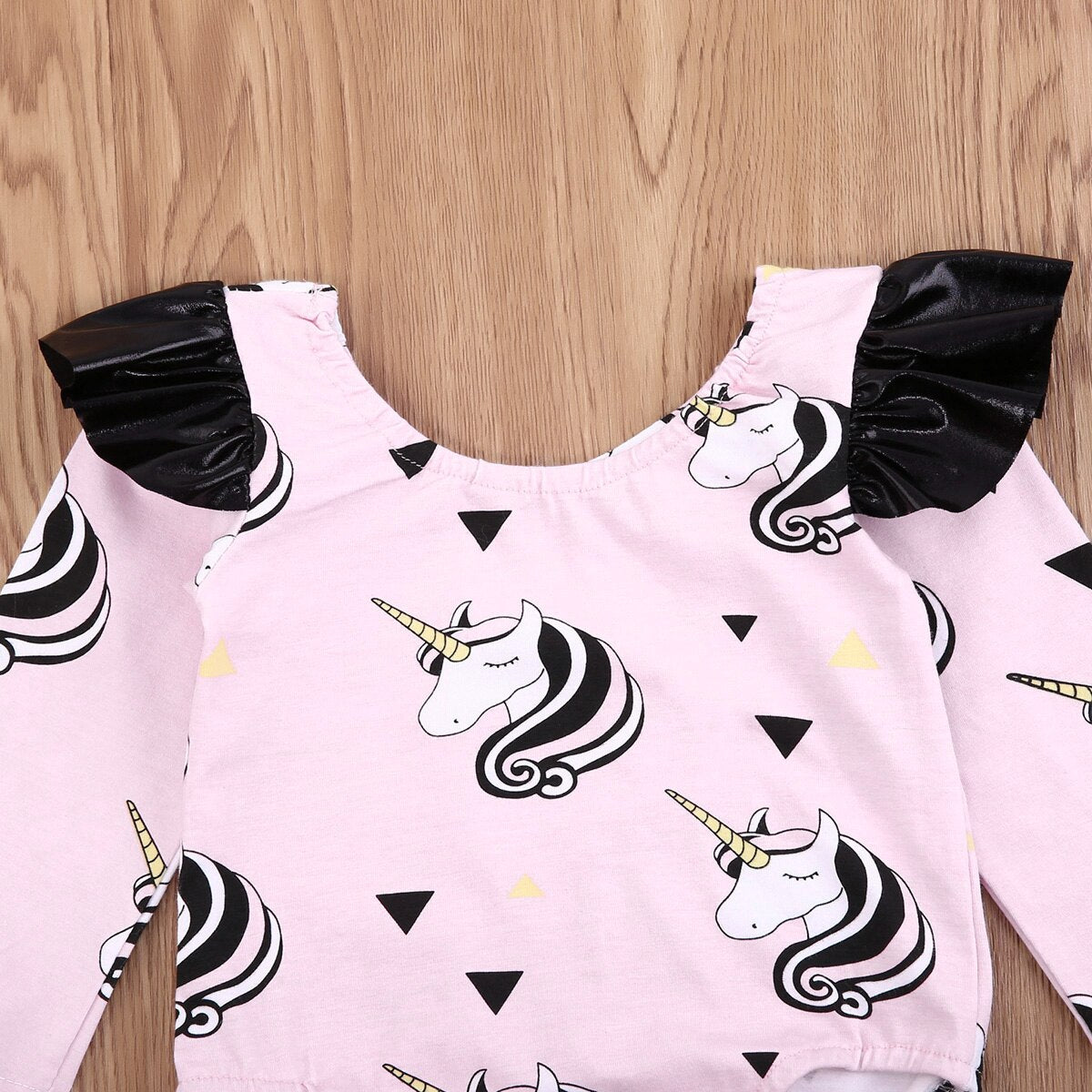 Unicorn Cotton Long Sleeve Baby Girl Cute Jumpsuit Bodysuit Clothes Pink/White - ebowsos