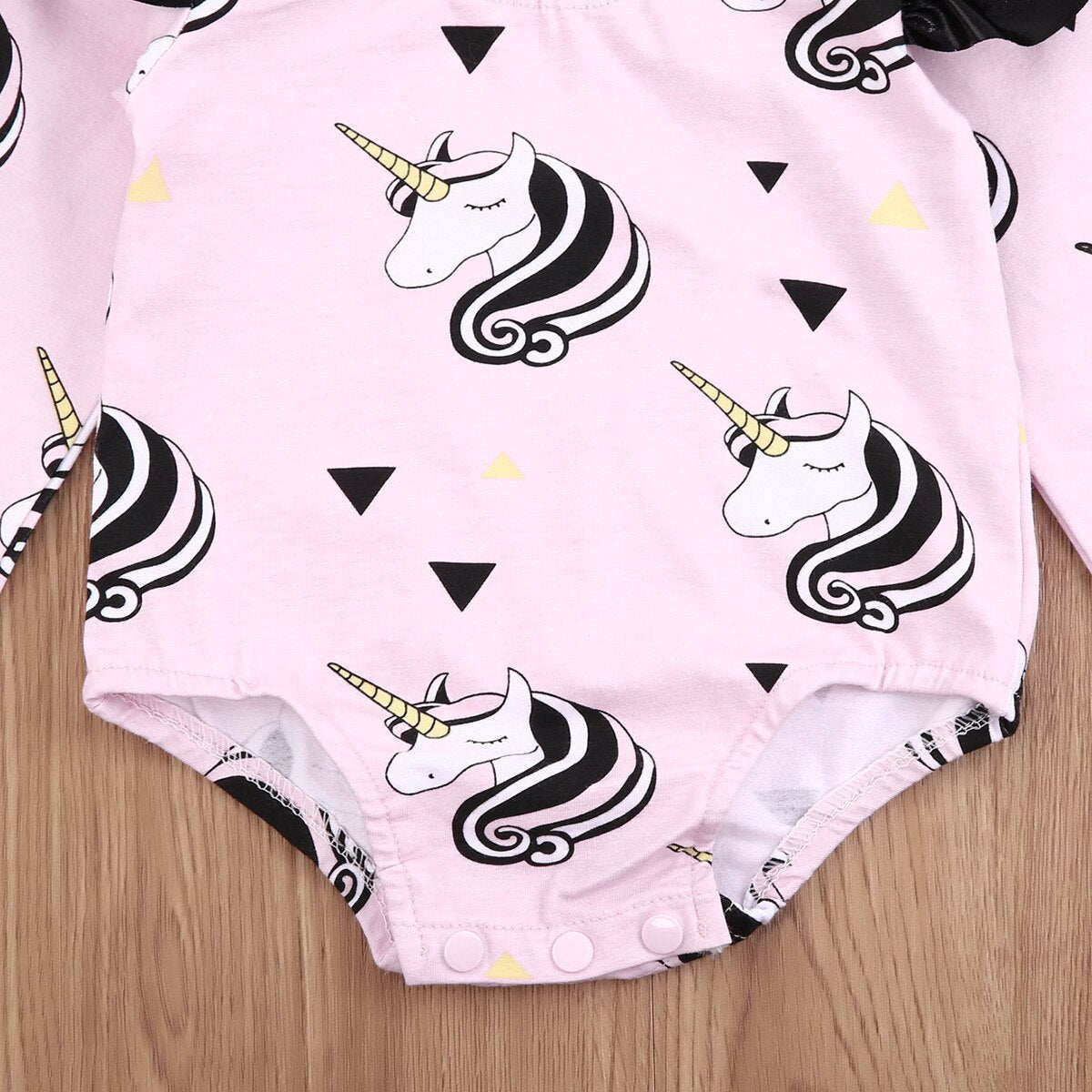 Unicorn Cotton Long Sleeve Baby Girl Cute Jumpsuit Bodysuit Clothes Pink/White - ebowsos