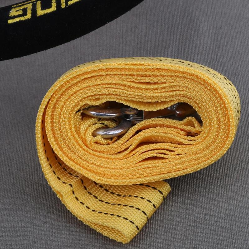 Universal 3Ton 4m Car Towed Emergency Steel Recovery Tow Rope For Car Truck Camping Pulling Rope with Wrought Iron Hooks New - ebowsos