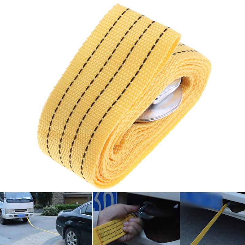 Universal 3Ton 4m Car Towed Emergency Steel Recovery Tow Rope For Car Truck Camping Pulling Rope with Wrought Iron Hooks New - ebowsos
