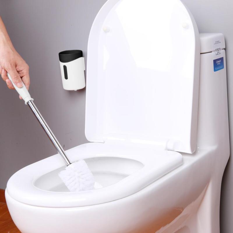 Wall-Mounted Long Handle Toilet Cleaner Brush with Base Bathroom WC Tools Thick Brush Head Effective Decontamination Hot - ebowsos