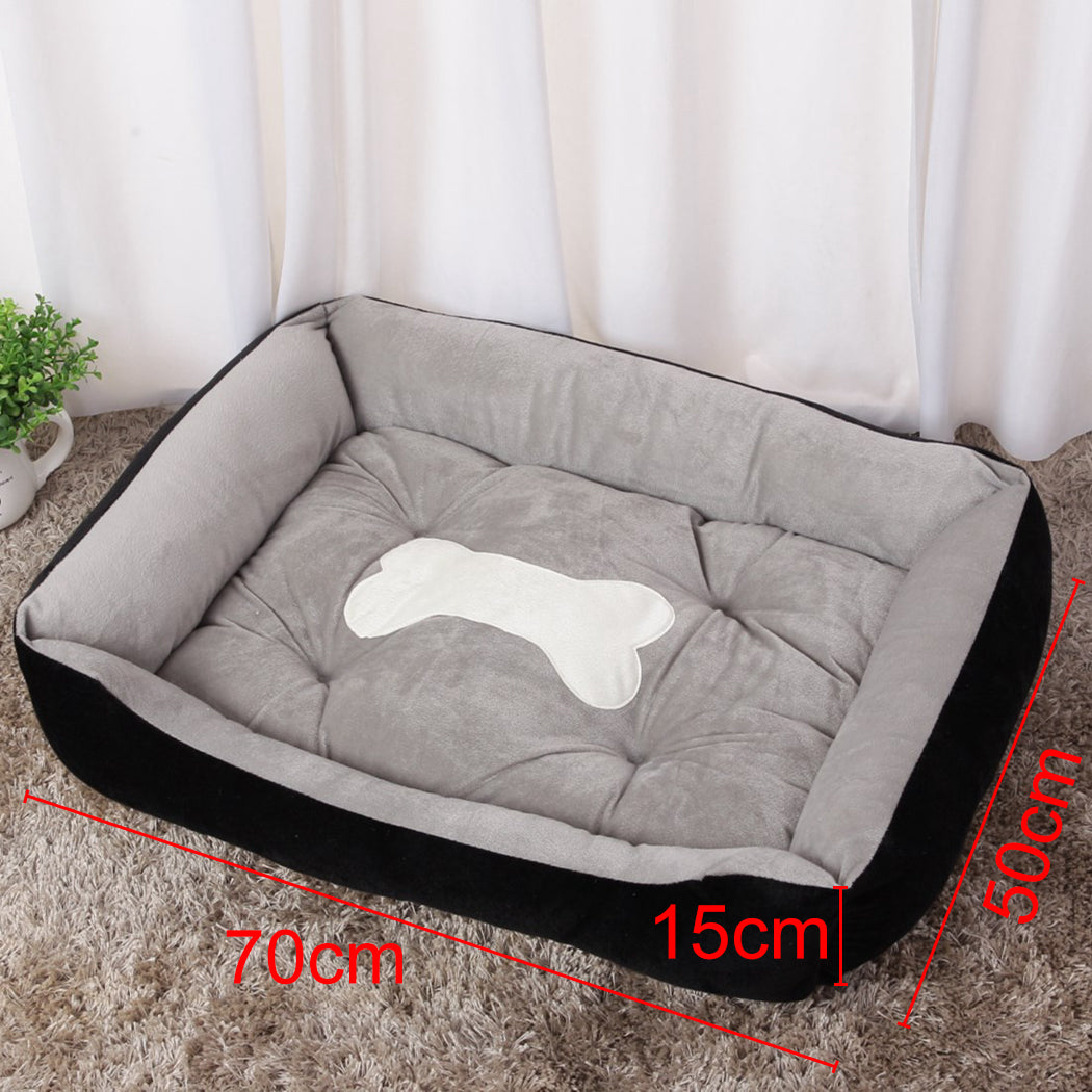 Warm Kennel Washable Pet Floppy Comfy Plush Rim Cushion Nonslip Bottom Dog House With Blanket Bone Pillow Soft Pet Nest For Home-ebowsos