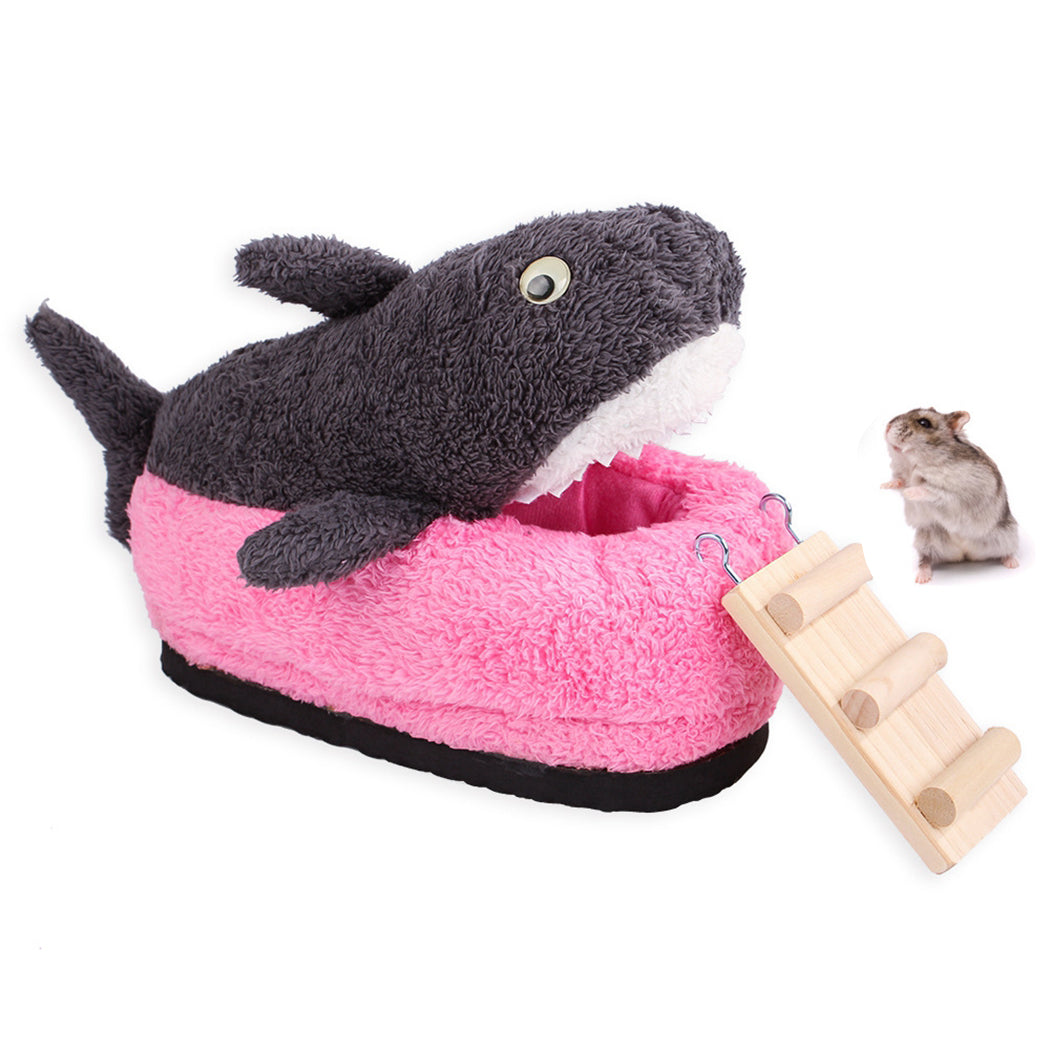 Warm Small Pet Bed Nest Hamster Cave Winter Warm Cute Shark Design Hamster Bed Small Animal Cage Bed Pet Supplies-ebowsos