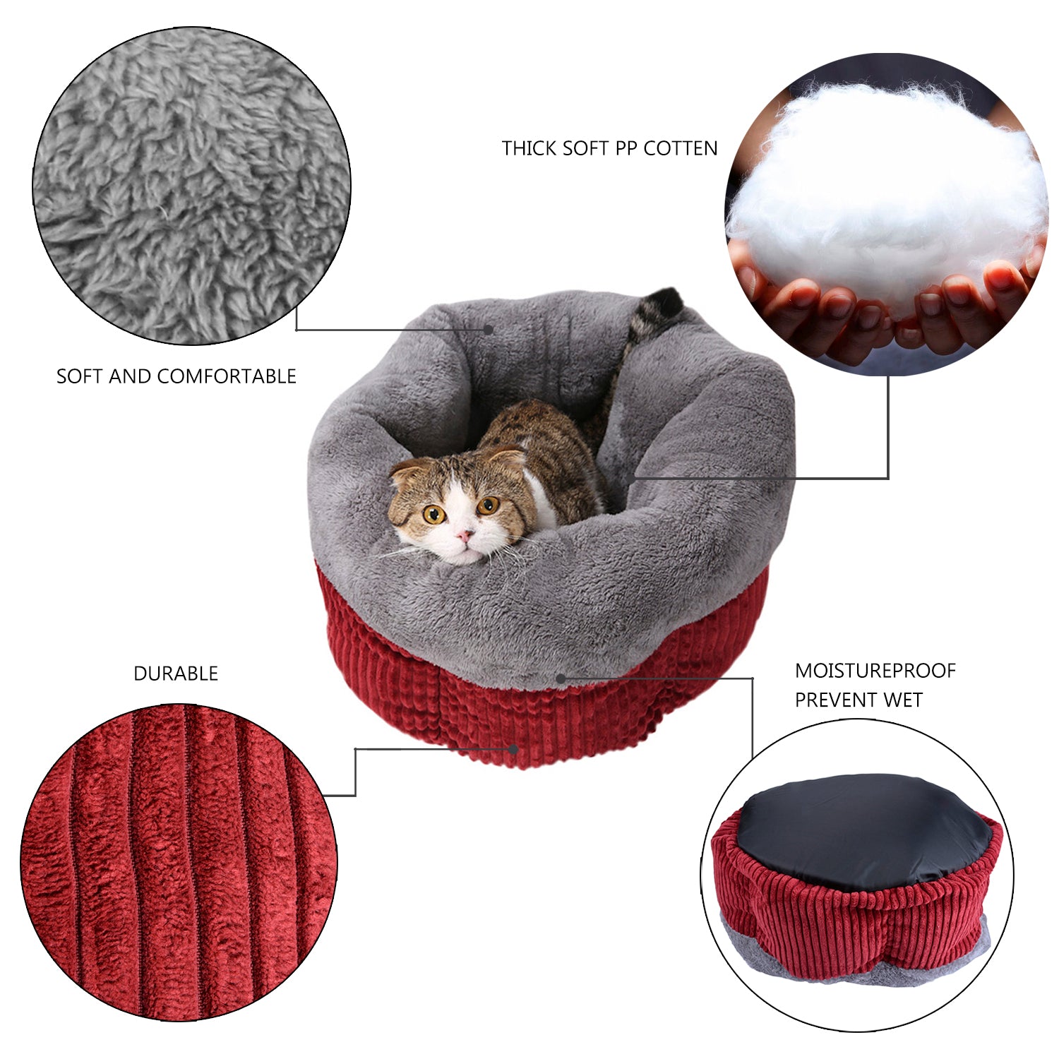 Warm Soft Four Seasons Pet Bed Cat Dog Sleeping Bag Moisture Proof Easy To Clean Round Bed Pet Supplies-ebowsos