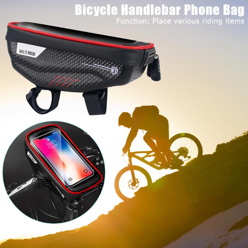 Waterproof EVA Durable Bicycle Phone Bags MTB Mountain Bike Handlebar Touch Screen Case Bag with Charging Headphone Hole-ebowsos