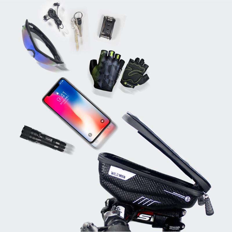 Waterproof EVA Durable Bicycle Phone Bags MTB Mountain Bike Handlebar Touch Screen Case Bag with Charging Headphone Hole-ebowsos