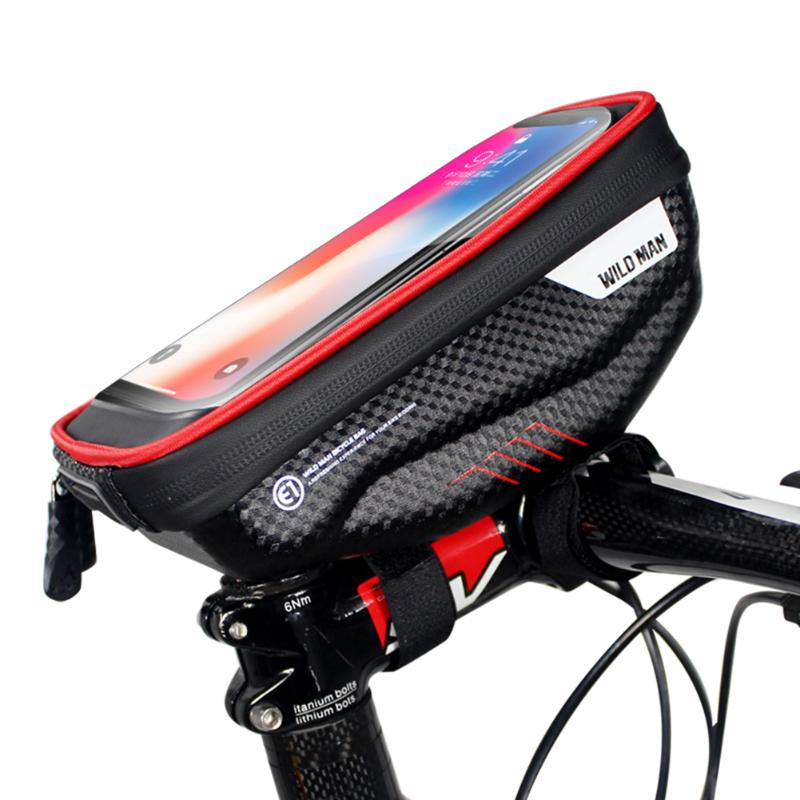 Waterproof EVA Durable Bicycle Phone Bags MTB Mountain Bike Handlebar Touch Screen Case Bag with Charging Headphone Hole-ebowsos