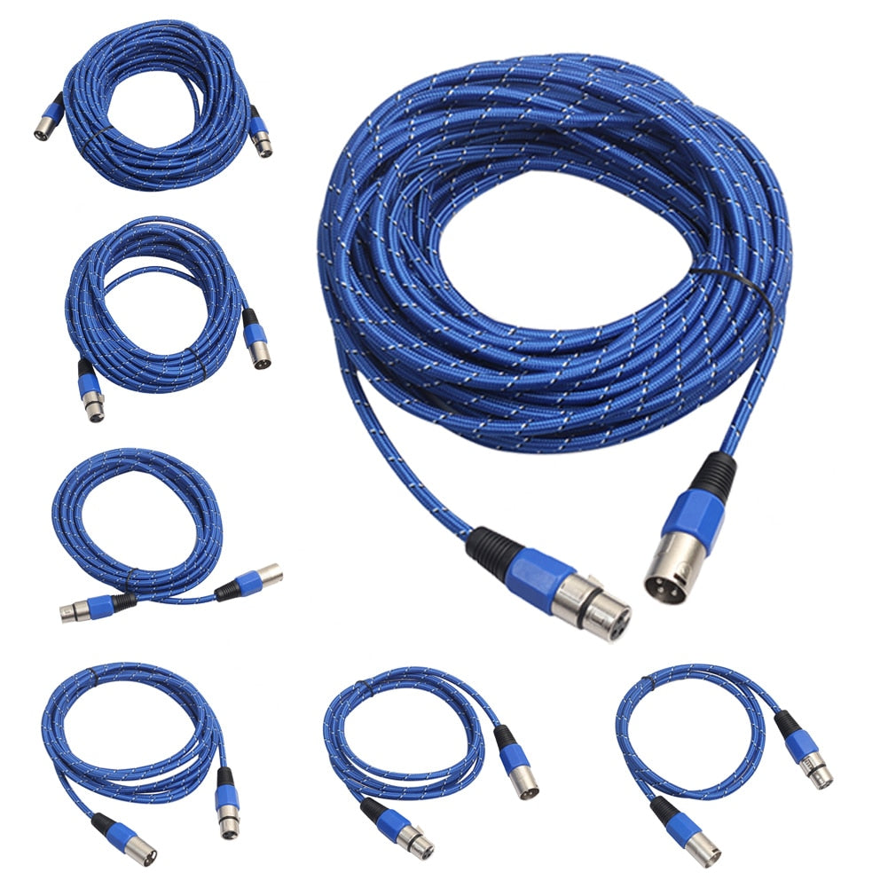 Weaving 3 Pin XLR Microphone Cable Male to Female Microphone Audio Extension Cord 5//10/15/20M - ebowsos