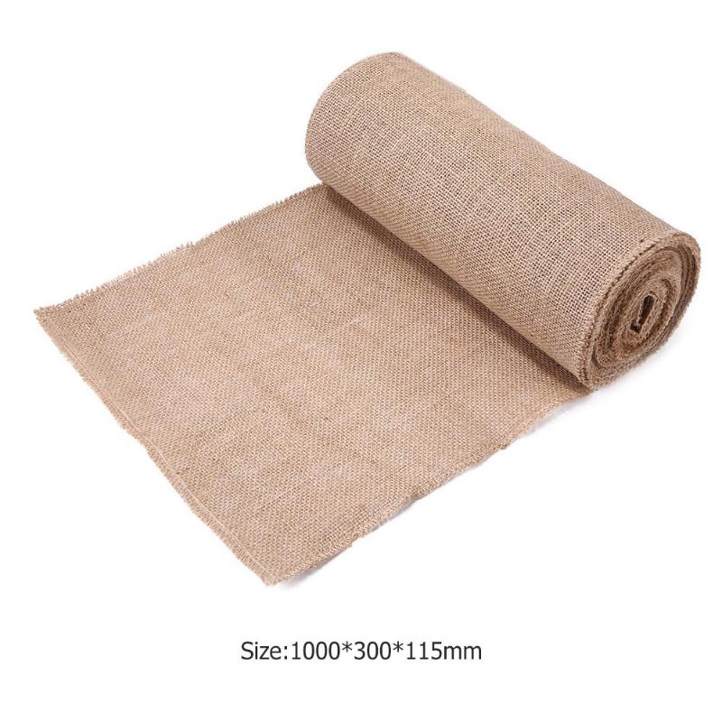 Wedding Party Table Runner Wide Scope of Application Multifunctional Burlap Jute Imitated Linen Rustic Table Decoration - ebowsos