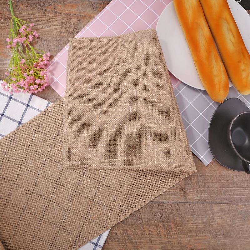 Wedding Party Table Runner Wide Scope of Application Multifunctional Burlap Jute Imitated Linen Rustic Table Decoration - ebowsos