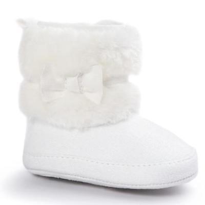 Winter Baby Girl Knit Flower Warm Boots Booties Infant Toddler Newborn Snow Slippers - ebowsos