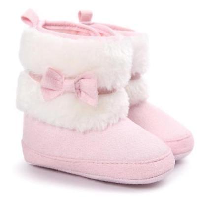 Winter Baby Girl Knit Flower Warm Boots Booties Infant Toddler Newborn Snow Slippers - ebowsos