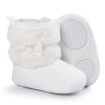 Winter Baby Girl Knit Flower Warm Boots Booties Infant Toddler Newborn Snow Slippers - ebowsos