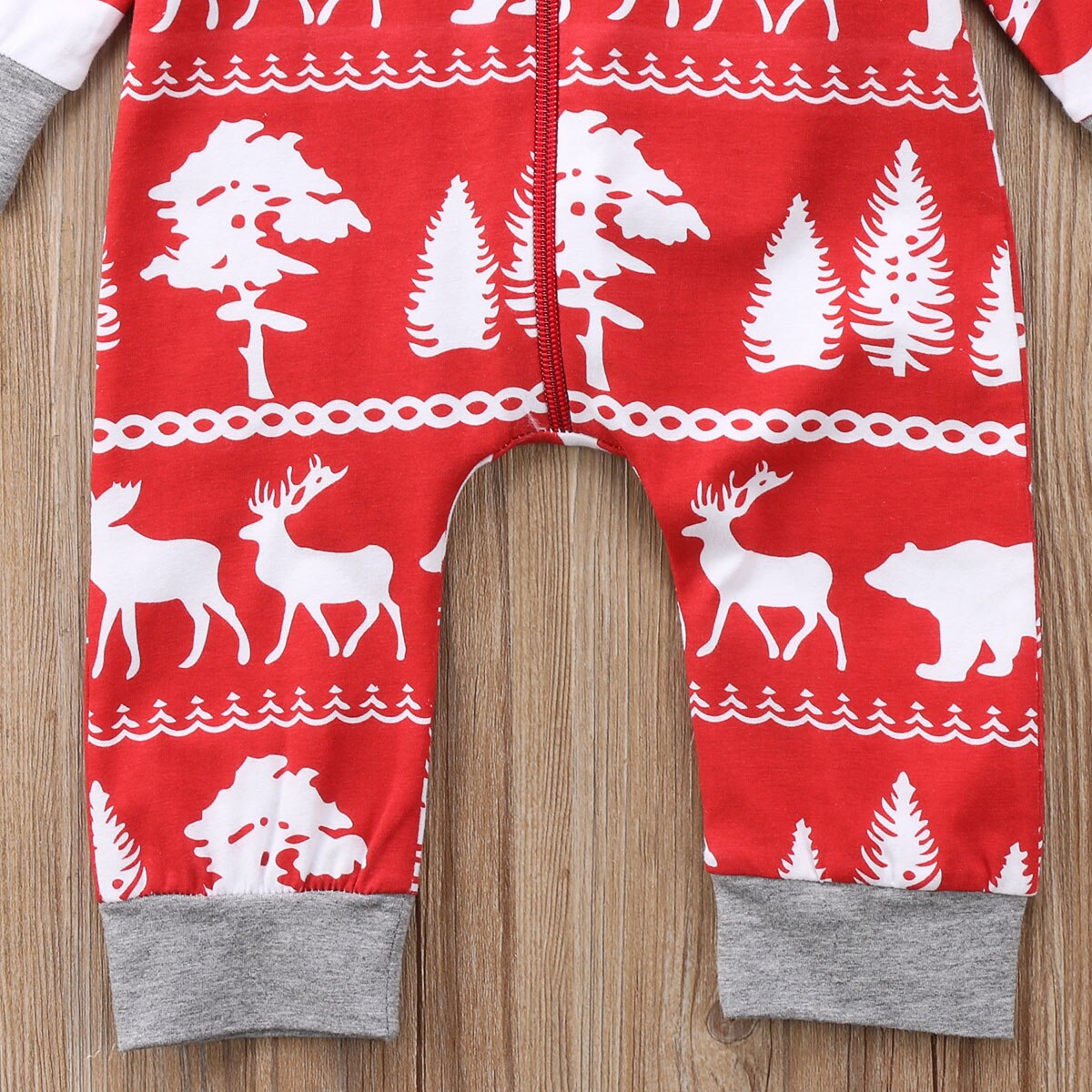 Winter Cartoon Deer Tree Christmas Baby Boys Girls Hooded Romper Jumpsuit Long Sleeve Hoodie Clothes Outfits - ebowsos