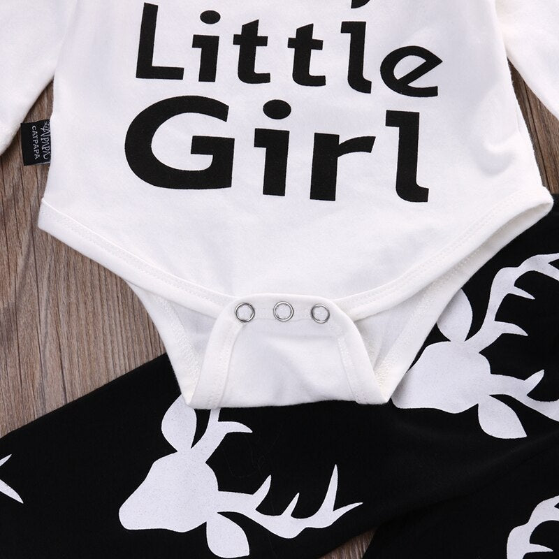 Winter Children Clothing Cute Deer Newborn Infant Baby Girls Tops Romper +Long Pants Hat Outfits Clothes 0-18M - ebowsos