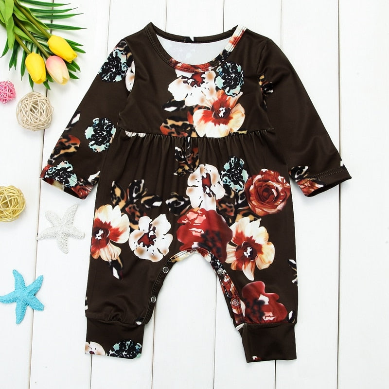 Winter Clothes Floral Baby Romper Newborn Girls Long Sleeve Jumpsuit Sunsuit Outfits Costume - ebowsos