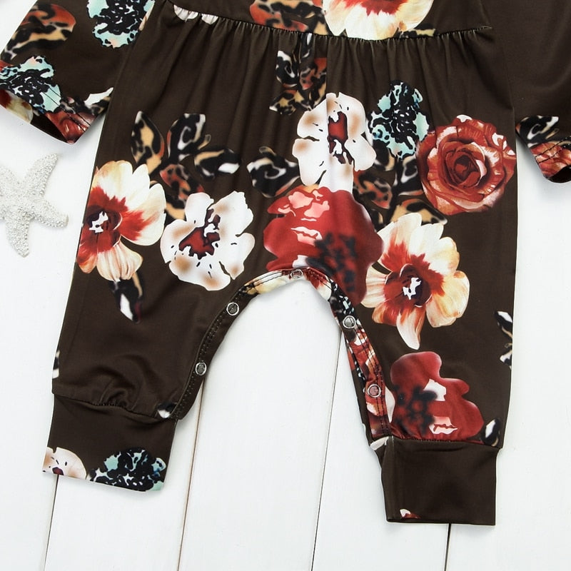 Winter Clothes Floral Baby Romper Newborn Girls Long Sleeve Jumpsuit Sunsuit Outfits Costume - ebowsos