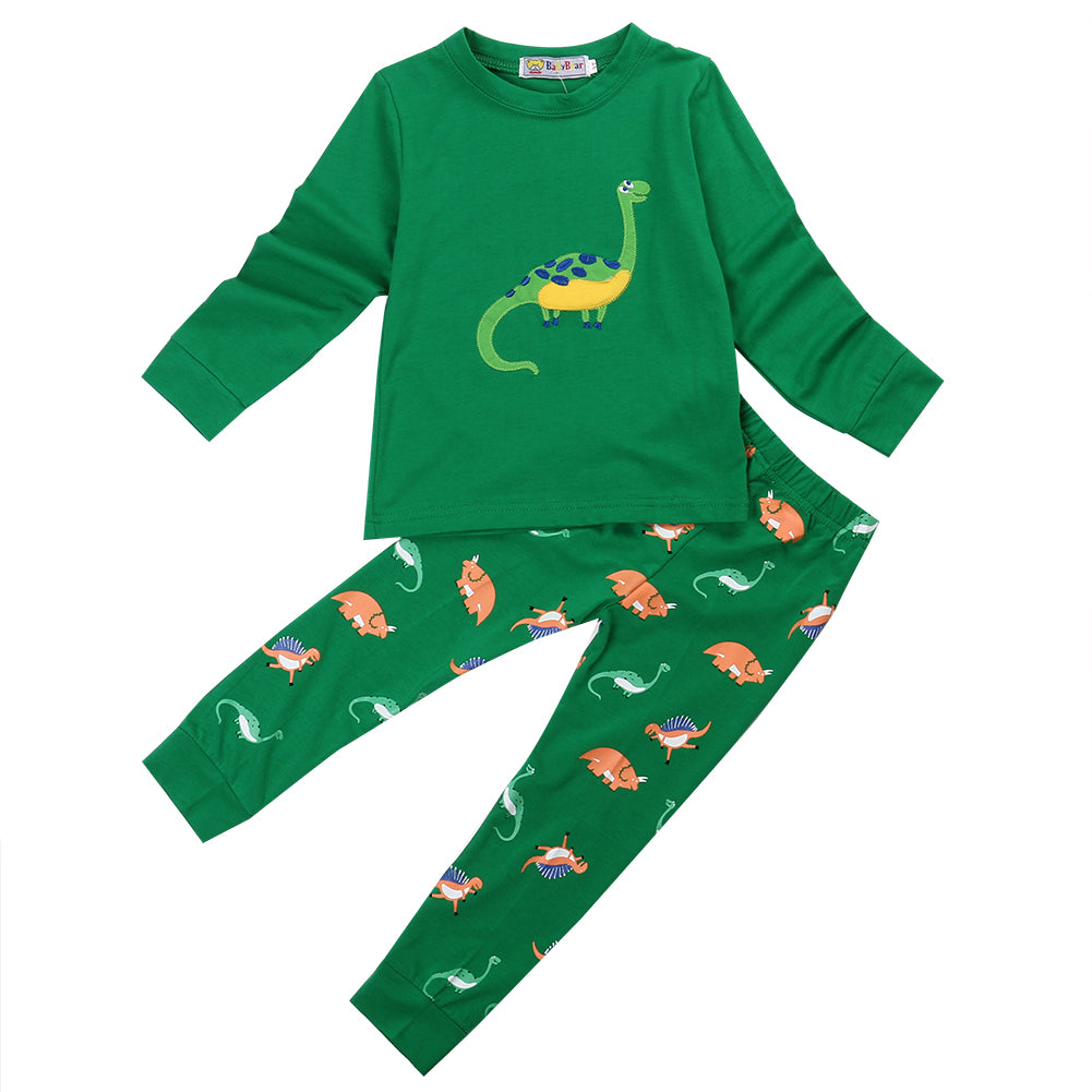 Winter Clothes Kids Baby Boy Girls Dinosaur Pajamas Set T-shirt Nightwear Sleepwear Homewear - ebowsos