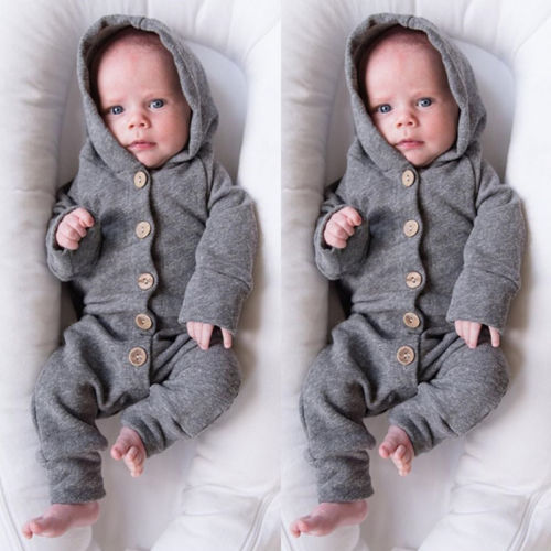 Winter Cute Kids Baby Boy Girl Infant Romper Long Sleeve Cotton Hooded Clothes Sweater Outfit Long Sleeve Jumpsuit - ebowsos