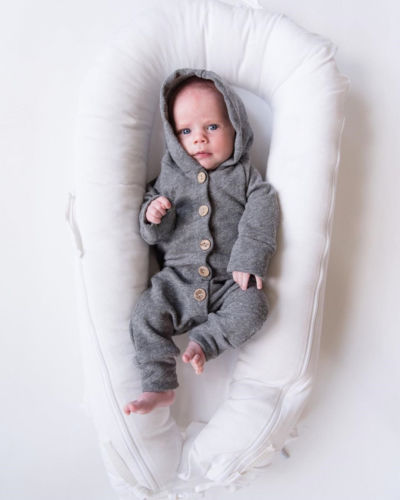 Winter Cute Kids Baby Boy Girl Infant Romper Long Sleeve Cotton Hooded Clothes Sweater Outfit Long Sleeve Jumpsuit - ebowsos