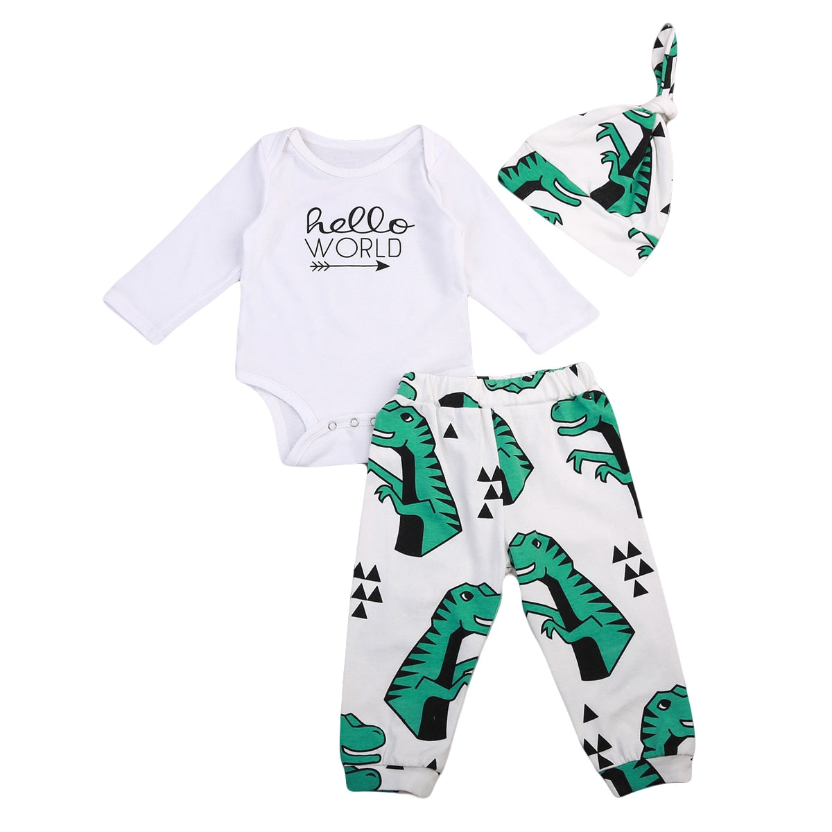 Winter Fall Dinosaurs Newborn Baby Boys Girls Top Romper Camoufalge Pants 3Pcs Outfits Set Clothes - ebowsos