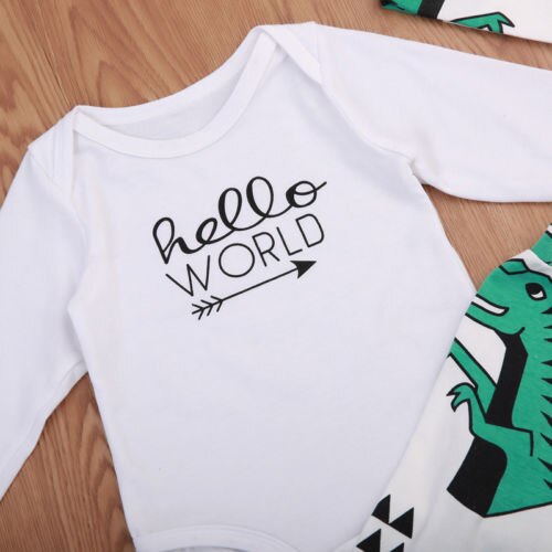 Winter Fall Dinosaurs Newborn Baby Boys Girls Top Romper Camoufalge Pants 3Pcs Outfits Set Clothes - ebowsos