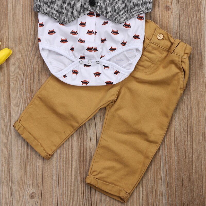 Winter Fashion Baby Boy Clothes Toddler Baby Boys Formal Suit Waistcoat Pants Tuxedo Casual Outfits Set 0-24M - ebowsos