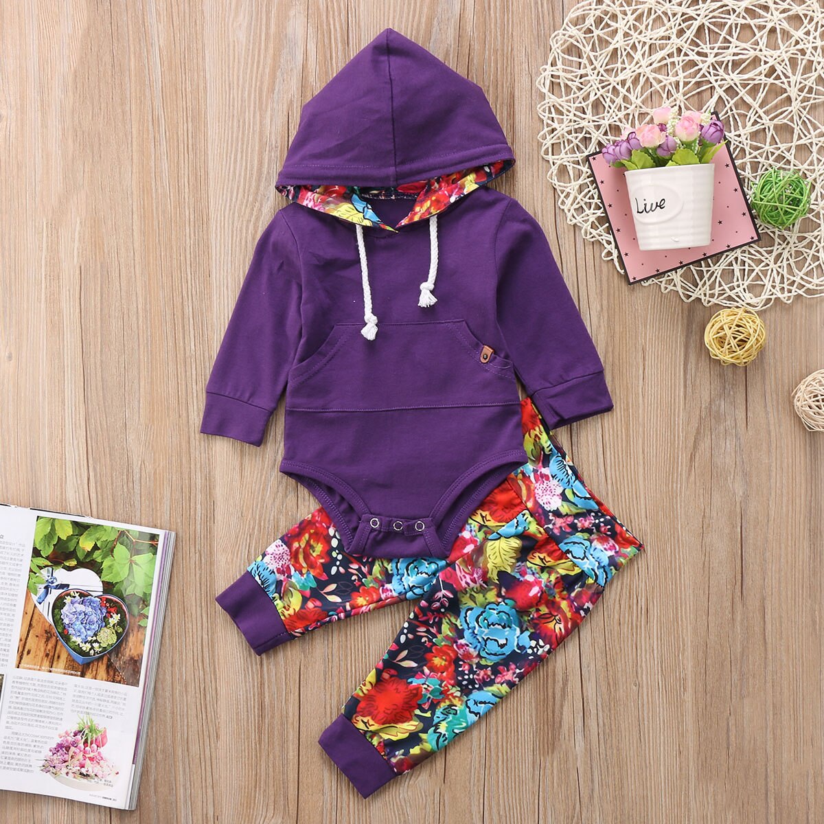 Winter Infant Newborn Baby Girl Clothes Hoodie Tops+Long Pants Leggings 2Pcs Outfit Set - ebowsos