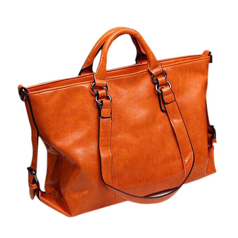 Women PU bag portable shoulder bags cross body-Orange - ebowsos