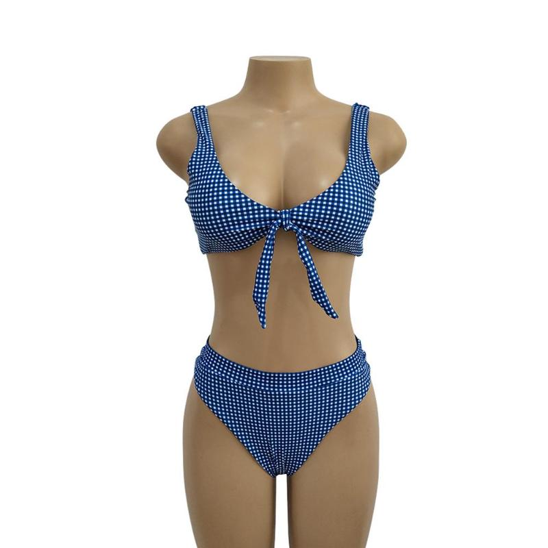 Women Polka Dot Sexy Bikini Set Knot Split Swimsuit Tank Tops Bra Swimwear-ebowsos