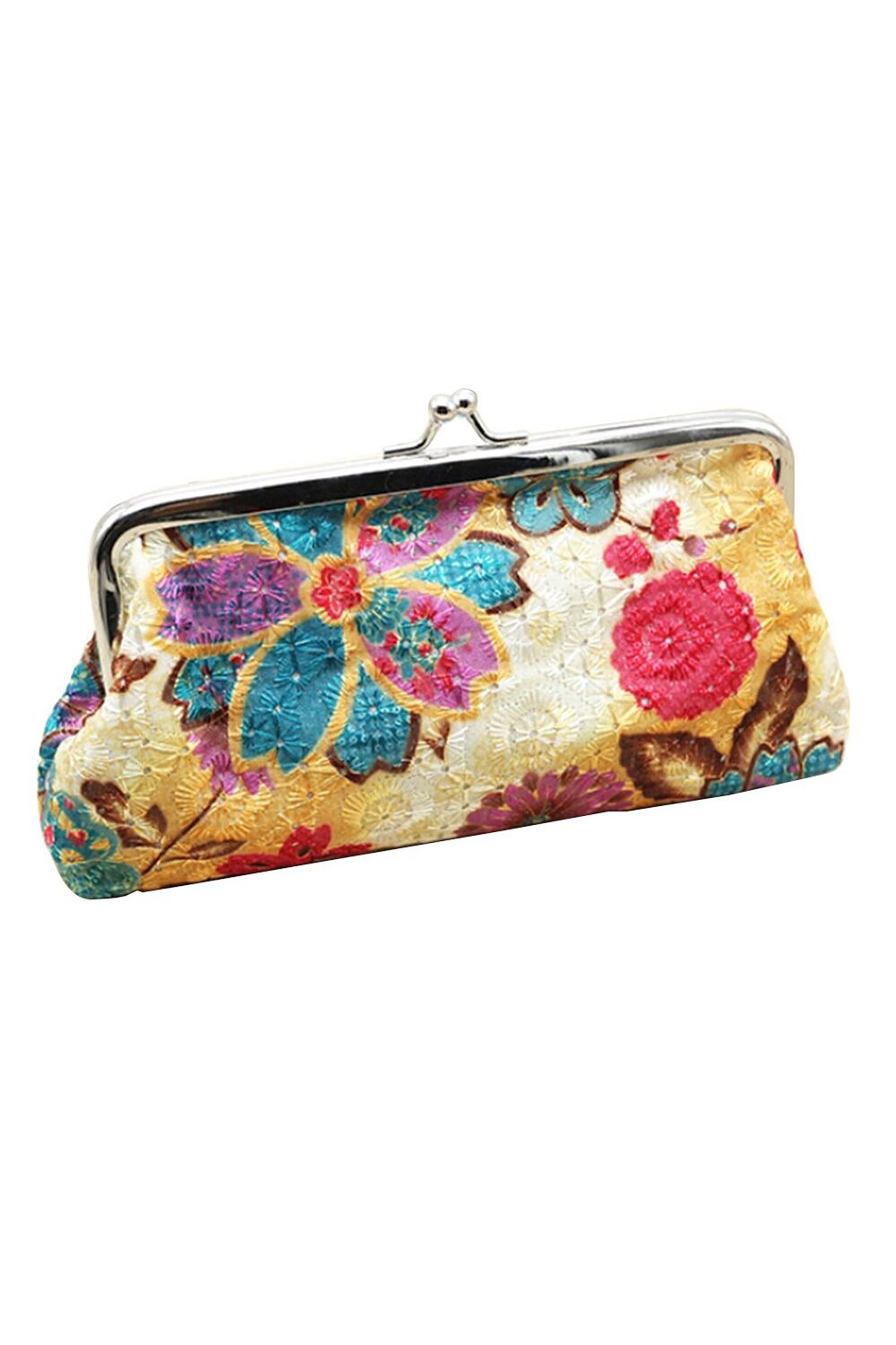 Women's Coin Purse Flower Pouch Wallet Money Bag(Beige) - ebowsos