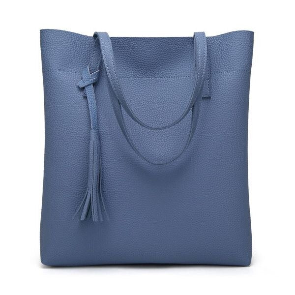 Women's Soft Leather Handbag High Quality Women Shoulder Bag Luxury Brand Tassel Bucket Bag Fashion Women's Handbags - ebowsos