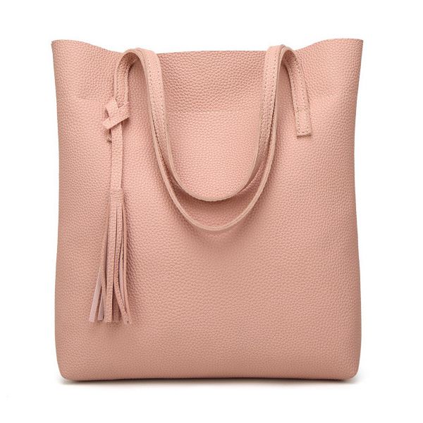 Women's Soft Leather Handbag High Quality Women Shoulder Bag Luxury Brand Tassel Bucket Bag Fashion Women's Handbags - ebowsos