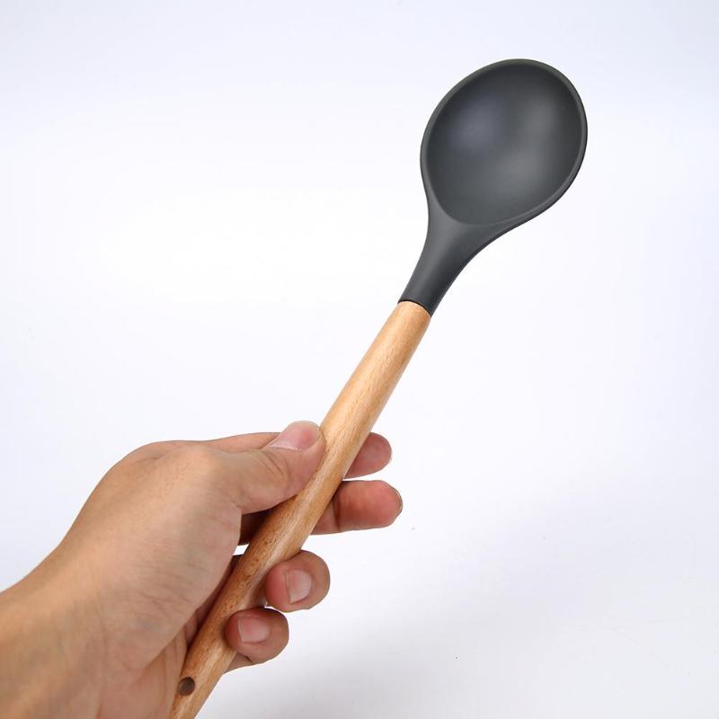 Wood Handle Silicone Kitchenware Spatula Non-stick Cooking Utensil Cookware Food Grade Silica Gel Beech Handle Dropshipping - ebowsos