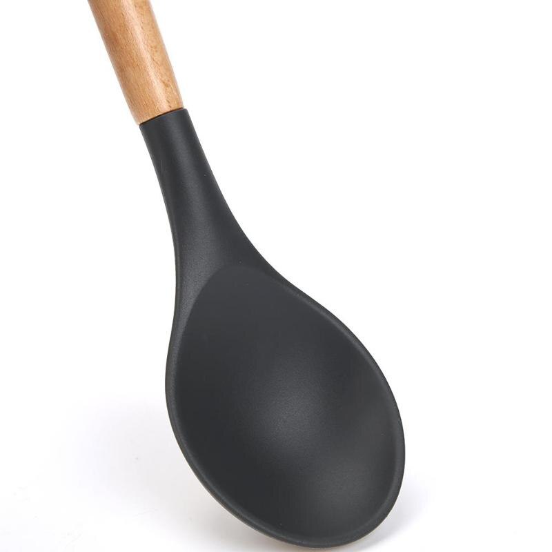 Wood Handle Silicone Kitchenware Spatula Non-stick Cooking Utensil Cookware Food Grade Silica Gel Beech Handle Dropshipping - ebowsos