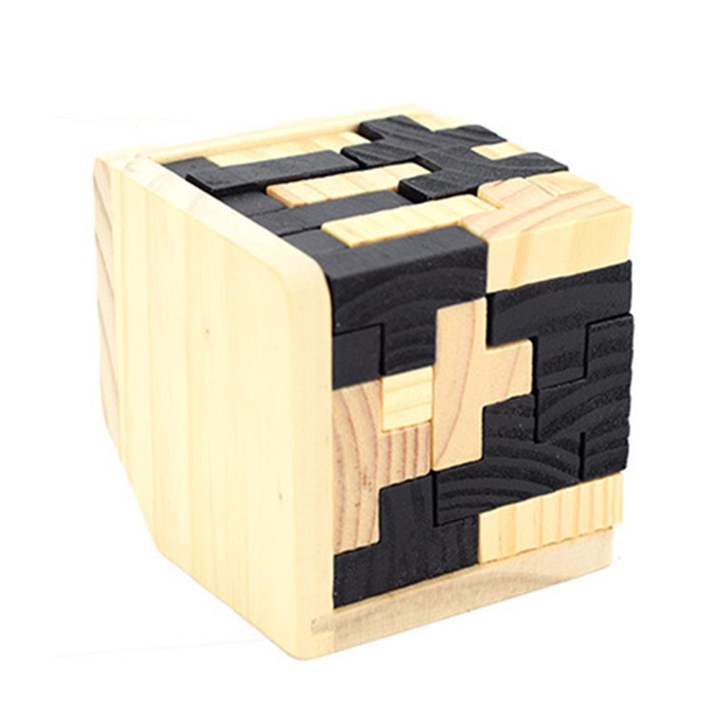 Wooden 3D Puzzle Luban Interlocking Toys IQ Brain Practice Educational & Learning Wooden Cube Puzzle Toys for Children Adults-ebowsos