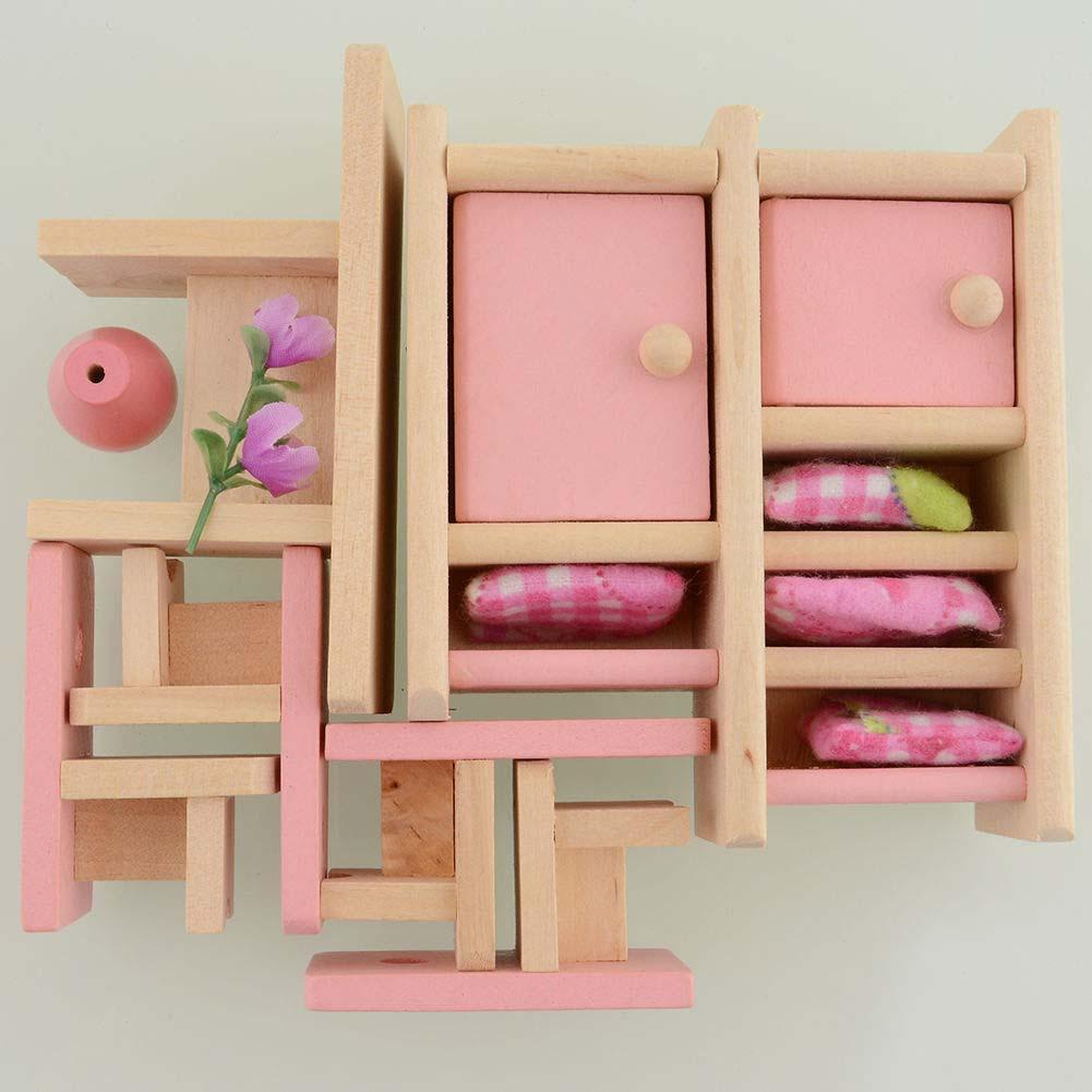 Wooden Doll Dinning House Furniture Dolls Dollhouse High Quality Toys Miniature For Kids Play Pretend Home Toy Holiday Gifts-ebowsos