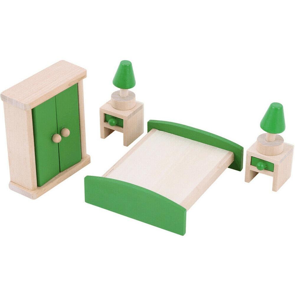 Wooden Dollhouse Furniture Toy Set Baby Children Exquisite Miniature Gift Family Mini Toys For Kids Baby early Learning-ebowsos