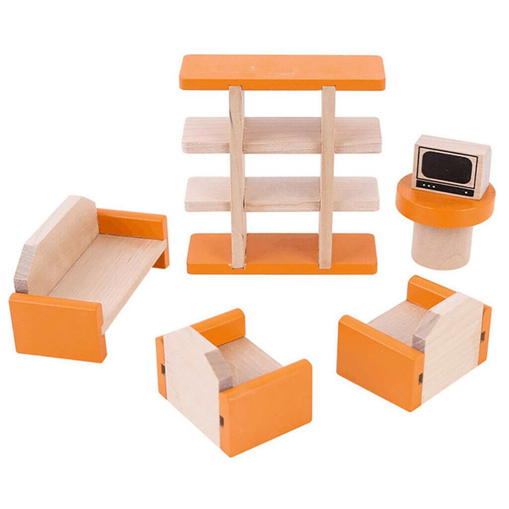 Wooden Dollhouse Furniture Toy Set Baby Children Exquisite Miniature Gift Family Mini Toys For Kids Baby early Learning-ebowsos