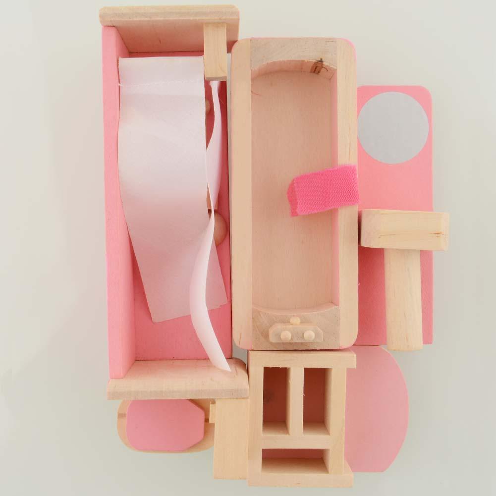 Wooden Dolls House Furniture Miniature 6 Room For Kids Child Toy Gifts Hot-ebowsos